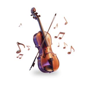 Elegant Violin with Musical Notes PowerPoint clipart graphic preview.
