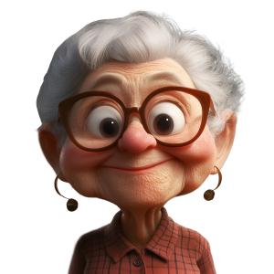 Grandmother  with Glasses and Warm Smile for Family Slides PowerPoint clipart graphic preview.