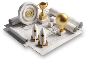 Blueprint for Success Business PowerPoint clipart graphic preview.