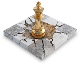 Golden Chess King Breaking Through Platform PowerPoint clipart graphic preview.