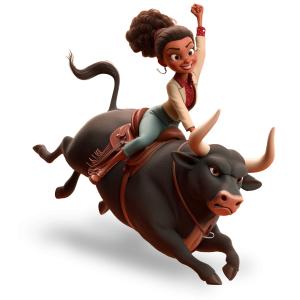 Empowered Woman Riding Bull PowerPoint clipart graphic preview.
