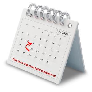 Custom Calendar Dates Customizable PowerPoint clipart graphic preview.