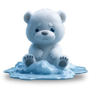 Unhappy Polar Bear on Ice PowerPoint clipart graphic preview.