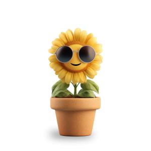 Smiling Sunflower with Sunglasses  for Positivity and Summer Presentations PowerPoint clipart graphic preview.