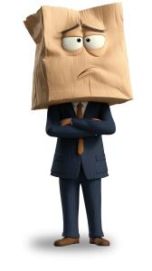Cartoon Businessman with Paper Bag  for Workplace Anxiety PowerPoint clipart graphic preview.
