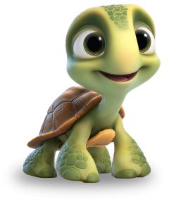 Cute Baby Turtle PowerPoint clipart graphic preview.
