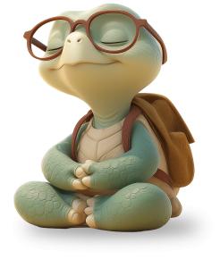 Mindful Cartoon Turtle  for Calm and Educational Themes PowerPoint clipart graphic preview.