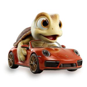 Cartoon Turtle Driving Red Sports Car  for Creative Presentations PowerPoint clipart graphic preview.