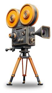Retro Movie Camera  for Film History and Visual Media PowerPoint clipart graphic preview.