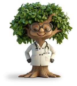 A  Image of a Tree Dressed as a Doctor PowerPoint clipart graphic preview.