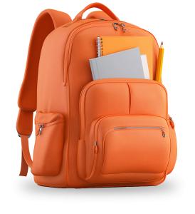 A  Image of a Orange Backpack PowerPoint clipart graphic preview.