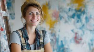 Creative Painter Smiling PowerPoint clipart graphic preview.