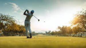 Golfer Drive of Tee PowerPoint clipart graphic preview.