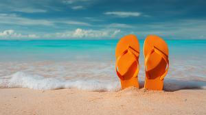 Beach Vacation Flip-Flops PowerPoint clipart graphic preview.