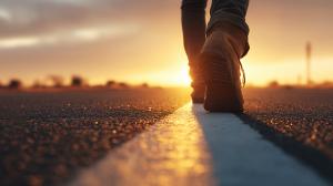 Walk the Line Background Image PowerPoint clipart graphic preview.