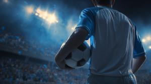 Soccer Player Stadium Background PowerPoint clipart graphic preview.