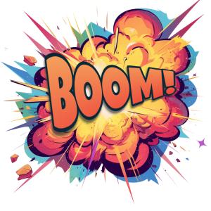 Boom Explosion Customizable PowerPoint clipart graphic preview.