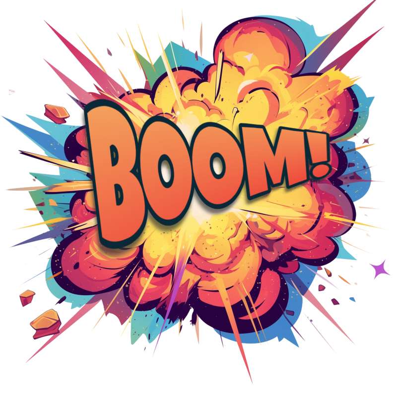 High-resolution customizable clipart of Boom Explosion Clipart, designed for creative multimedia presentations, dynamic visual storytelling, and professional content design.