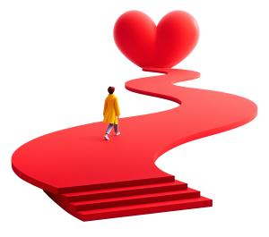 Follow Your Heart Idiom PowerPoint clipart graphic preview.