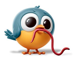 Early Bird Cartoon Idiom PowerPoint clipart graphic preview.
