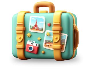 Tourist Suitcase PowerPoint clipart graphic preview.
