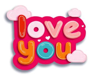 Love You Sticker PowerPoint clipart graphic preview.