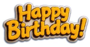Happy Birthday Text Patch PowerPoint clipart graphic preview.