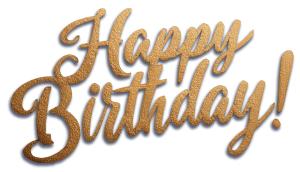 Golden Happy Birthday PowerPoint clipart graphic preview.