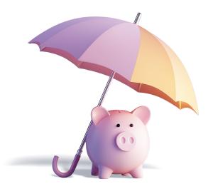 Protected Piggybank PowerPoint clipart graphic preview.