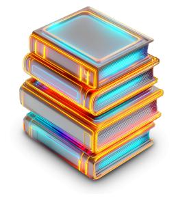 Digital Book Stack PowerPoint clipart graphic preview.