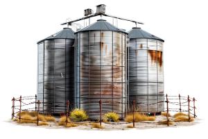 A  of Old Abandoned Silos PowerPoint clipart graphic preview.