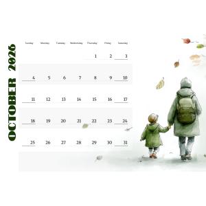 Autumn Walk Calendar Customizable PowerPoint clipart graphic preview.