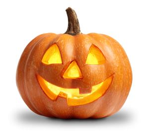 Happy Carved Pumpkin PowerPoint clipart graphic preview.