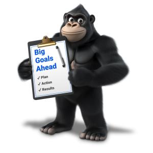 Gorilla Holding Clipboard  - Customizable PowerPoint clipart graphic preview.