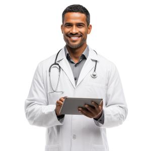 Doctor Holding Tablet  PNG PowerPoint clipart graphic preview.