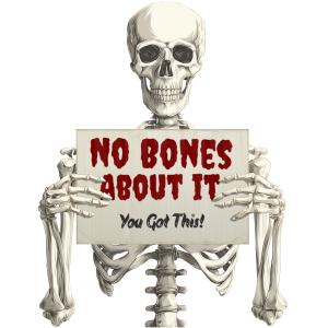Skeleton Holding Sign Customizable PowerPoint clipart graphic preview.