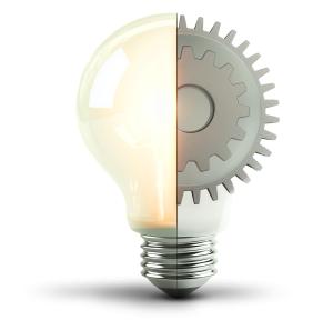 Light Bulb and Gear Thinking  PNG PowerPoint clipart graphic preview.