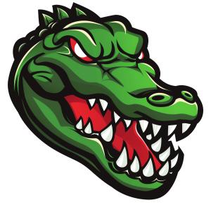 Fierce Alligator Mascot  PNG PowerPoint clipart graphic preview.