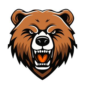 Fierce Bear Mascot  PNG PowerPoint clipart graphic preview.