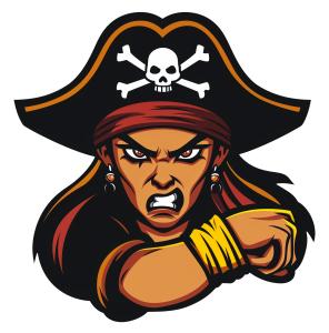 Fierce Woman Pirate  PNG PowerPoint clipart graphic preview.