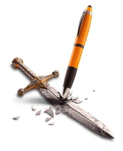 Pen Is Mightier Than the Sword Idiom PowerPoint clipart graphic preview.