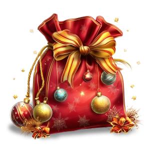 Red Velvet Christmas Bag Holiday PowerPoint clipart graphic preview.