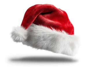 Fuzzy Santa Hat Holiday Presentation PowerPoint clipart graphic preview.