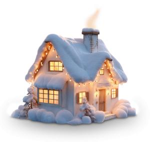 Cozy Christmas Cottage Holiday  for Presentations PowerPoint clipart graphic preview.