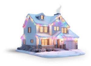 Christmas House  – Festive Holiday Lights Presentation PNG PowerPoint clipart graphic preview.