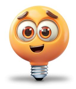 Happy Light Bulb Character PowerPoint clipart graphic preview.