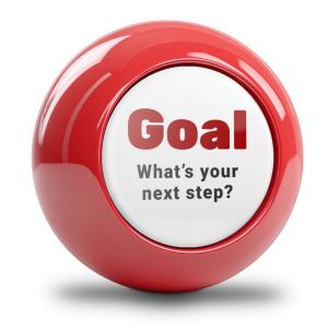 Goal Setting  – What’s Your Next Step Graphic Customizable PowerPoint clipart graphic preview.