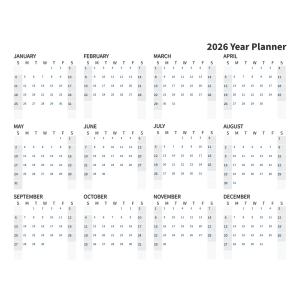 2026 Year Planner Customizable PowerPoint clipart graphic preview.
