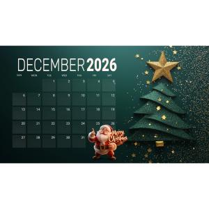 December Christmas Calendar Customizable PowerPoint clipart graphic preview.