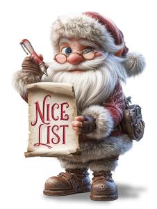 Santa Nice List  for Holiday Presentations PowerPoint clipart graphic preview.